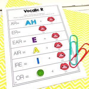 image for visual support used  to teach vocalic r in speech therapy