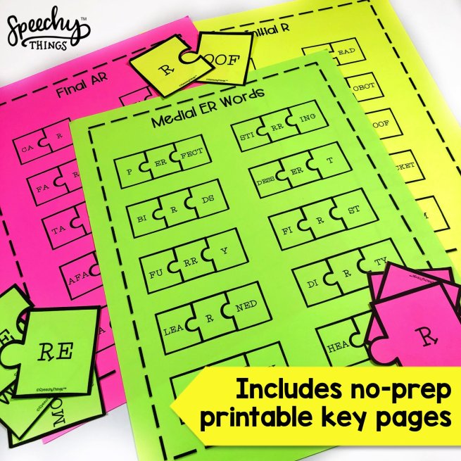 image of initial r and vocalic r puzzle for speech therapy