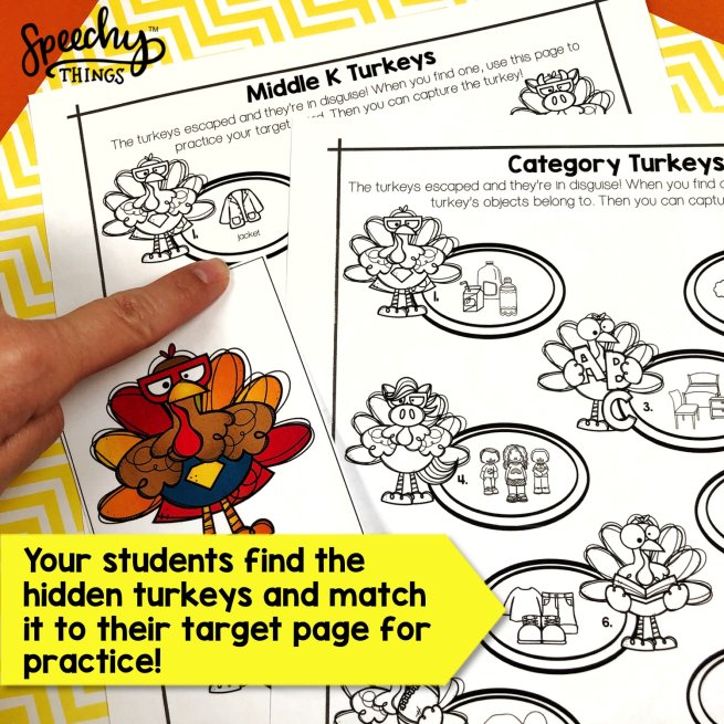 turkey hunt speech therapy activities