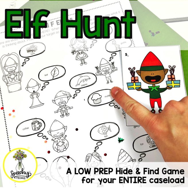 image of Elf Hunt Christmas Speech Therapy Activities