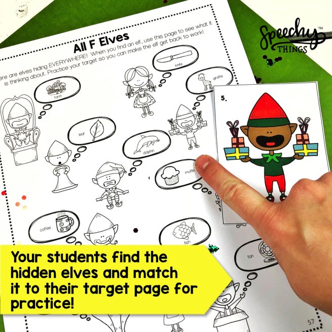 image of Elf Hunt Christmas Speech Therapy Activities